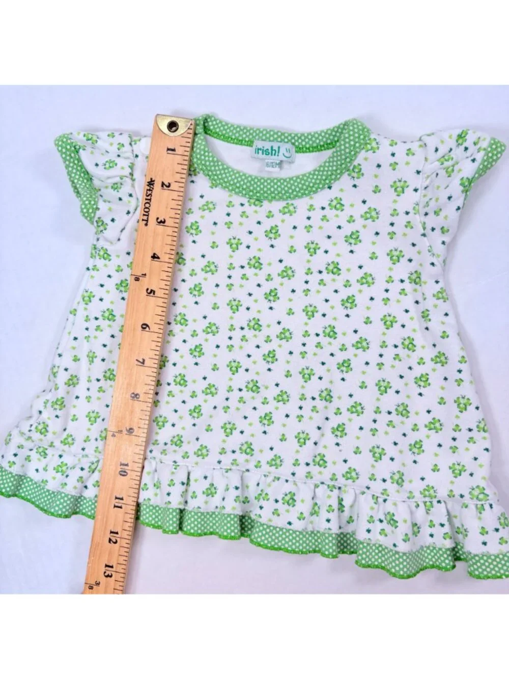 Vintage Girls 4 Leaf Clover St Patty's Day Dress + Bloomers Set Outfit 6m - 12m